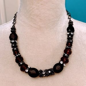 Lane Bryant Purple Brown Metal Crystal Necklace